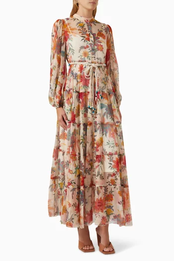 Ginger Tiered Midi Dress in Silk