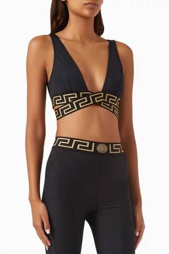Greca Border Triangle Bikini Top in Recycled Nylon