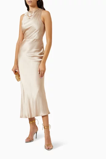 La Lune High Neck Midi Dress