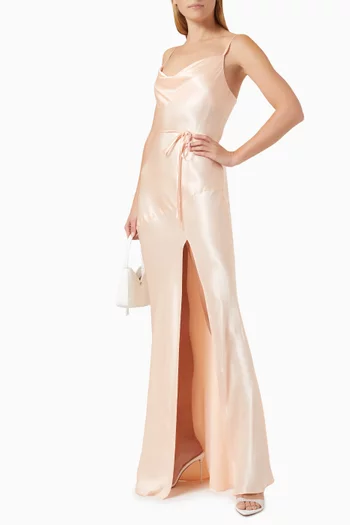 La Lune Bias Cowl Maxi Dress