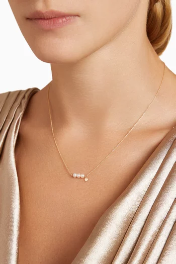 Kiku Pearl Bar Necklace in 18kt Gold