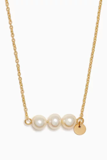 Kiku Pearl Bar Necklace in 18kt Gold