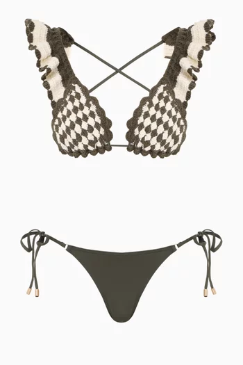Devi Crochet Triangle Bikini Set in Cotton