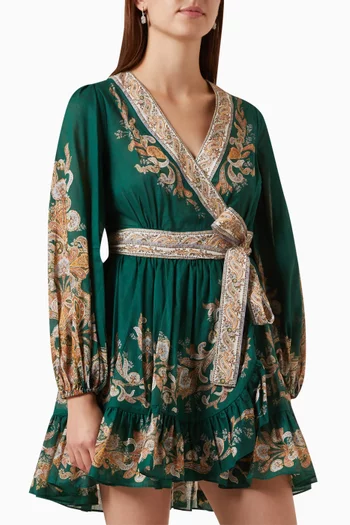 Devi Wrap Mini Dress in Cotton