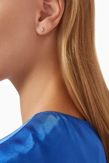 Arabic Letter Q ق Diamond Single Stud Earring in 18kt White Gold