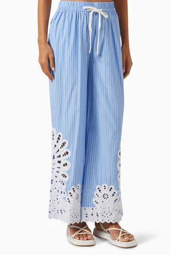 Cassidy Eyelet Drawstring Pants in Cotton