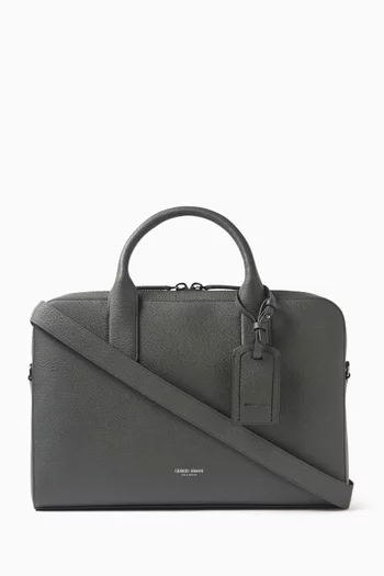 Logo Laptop Bag in Leather