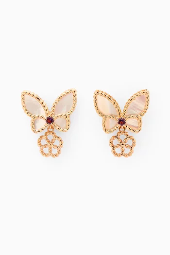 Farfasha Petali del Mare Butterfly Amethyst & Mother of Pearl Drop Earrings in 18kt Rose Gold