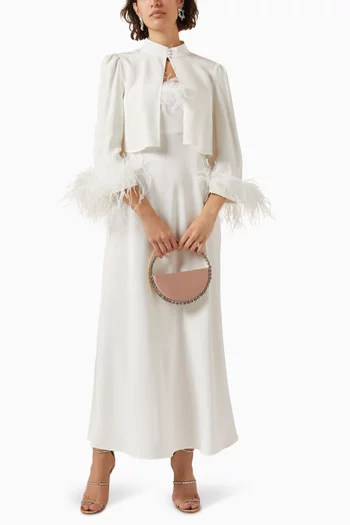 Addison Feather-trimmed Jacket in Silk Crepe