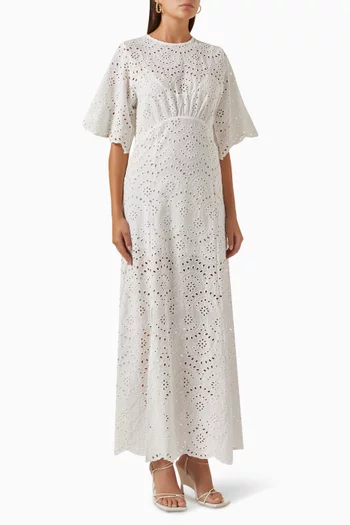 Lily Embroidered Maxi Dress in Cotton
