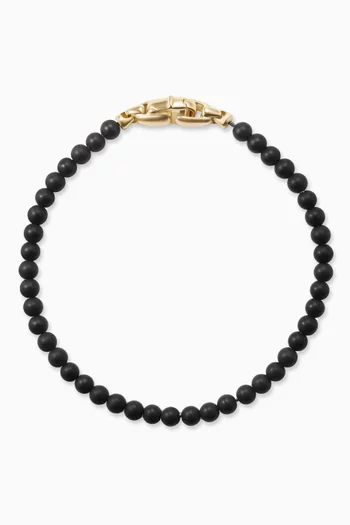 Spiritual Beads Bracelet with Onyx in 18kt Yellow Gold, 4mm
