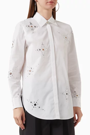 Liberty Embellished Button-up Shirt in Cotton-poplin