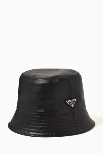 Logo Bucket Hat in Leather