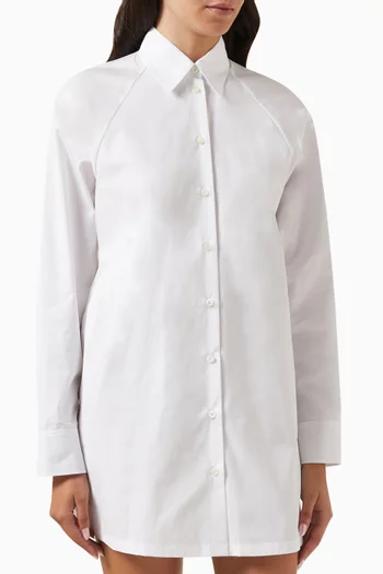 Open-back Mini Shirt Dress in Cotton-poplin
