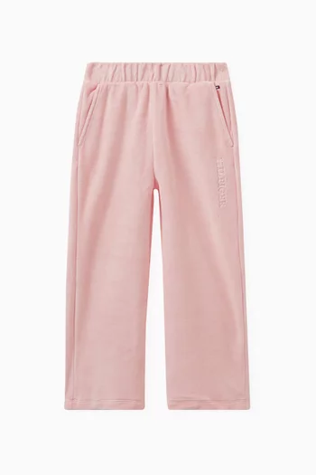 Logo-embroidered Wide Pants in Cotton