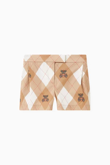 Argyle-pattern Thomas Bear-print Shorts in Cotton