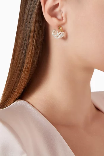 Triple Strand Pearl Stud Earrings in Gold-plated Brass