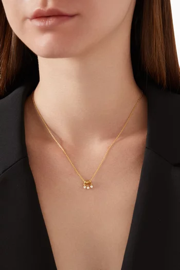 Ring Charm Crystal Necklace in Gold-plated Brass
