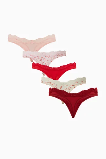 Fits Everybody Lace Dipped Thong, Set of 5