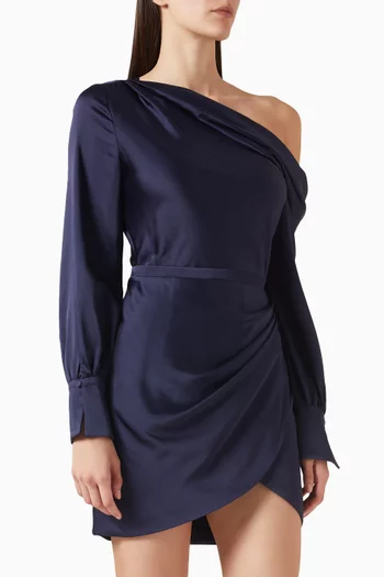 Cameron One-shoulder Mini Dress in Satin