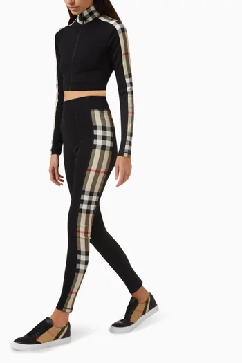 Check Panel Leggings in Stretch Jersey