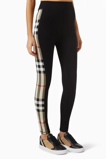 Check Panel Leggings in Stretch Jersey
