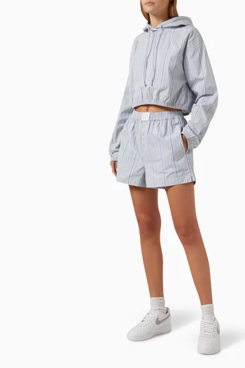 Ida Logo Striped Boxer Shorts in Cotton