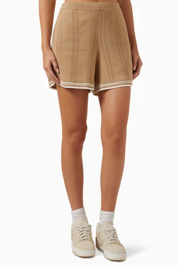 Rayne Perforated Shorts in Organic Cotton-blend Knit