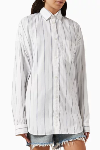 Cocoon Striped Shirt in Micro-canvas Cotton