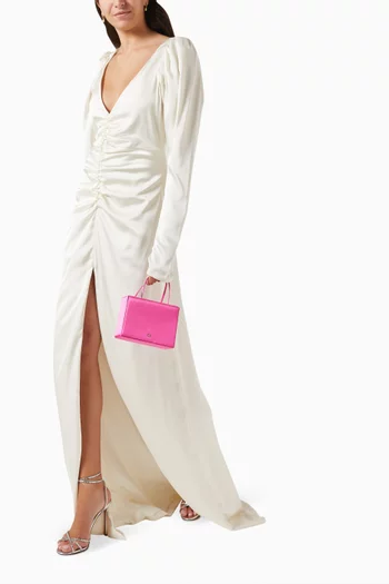 Gryana Ruched Maxi Dress in Sateen