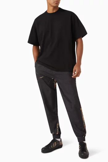 Sliced Check Jogging Pants in Nylon