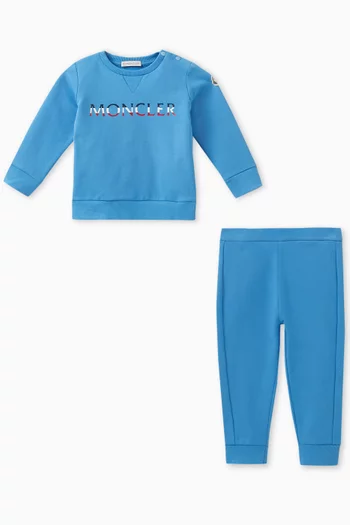 Logo Print Sweatshirt and Sweatpants Set