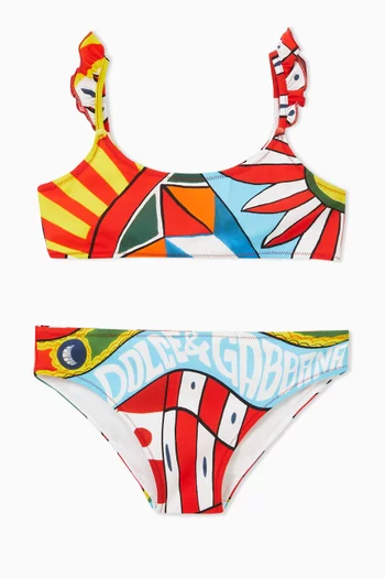 Carretto Print Two-piece Bikini Set in Stretch Nylon