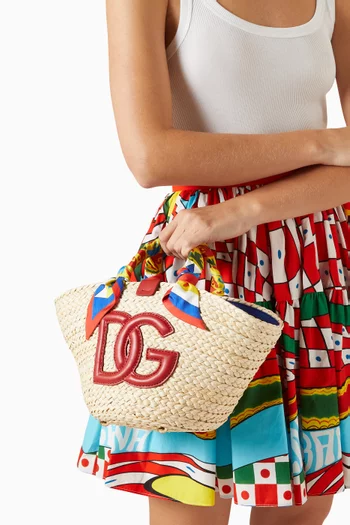 Small Kendra Shopper Tote Bag in Straw