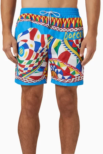 Carretto Print Swim Shorts in Nylon