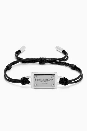 Logo-plaque Bracelet in Cord & Metal