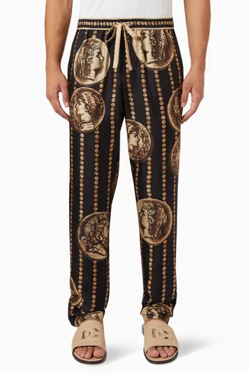 Coin Print Pants in Silk Twill