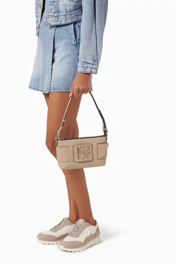 حقيبة كتف سوزي متوسطة بشعار الماركة جلد صناعي