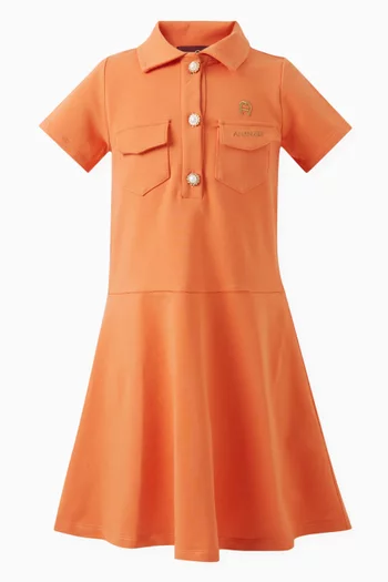 Logo-embroidered Shirt Dress in Cotton