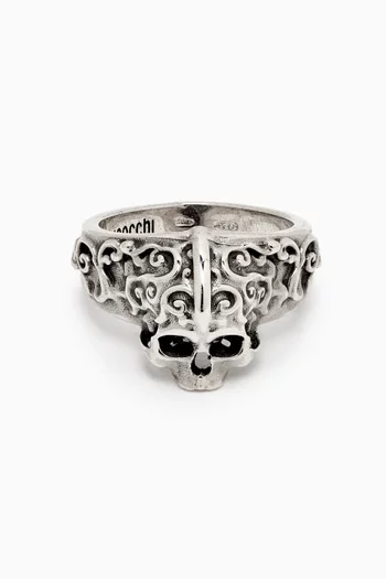 Small Arabesque Band Ring in Sterling Silver