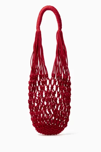 Medium Kim Bucket Bag in Cotton Macramé