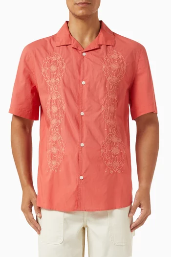 Didcot Trio-embroidered Shirt in Organic Cotton
