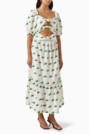 Coconut Embroidered Midi Dress