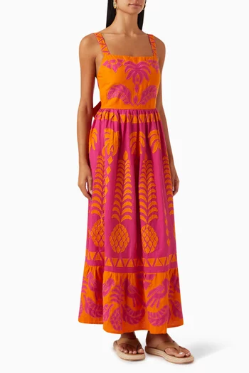 Pineapple Love Maxi Dress in Linen-blend