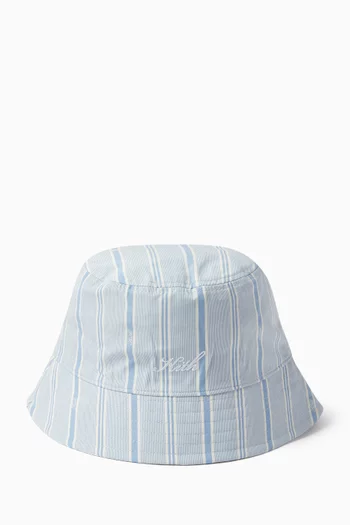 Logo Striped Bucket Hat in Cotton