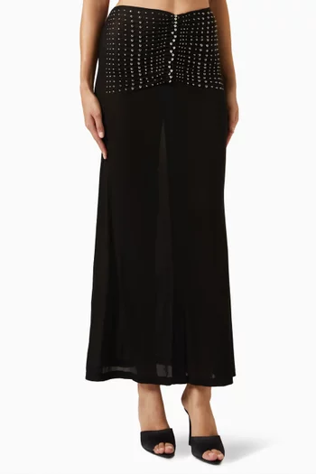 Stud Embellished Maxi Skirt in Jersey
