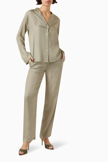Ida Monogram Straight Pants in Silk-blend