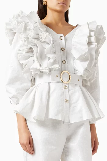 Frill Belted Blouse