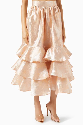 Tiered Frill Skirt in Satin