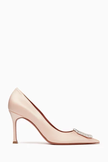Camelia 90 Crystal Pumps in Satin